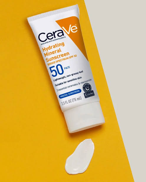 CeraVe Hydrating Mineral Sunscreen SPF 50 for Face | Lightweight Daily Sun Protection