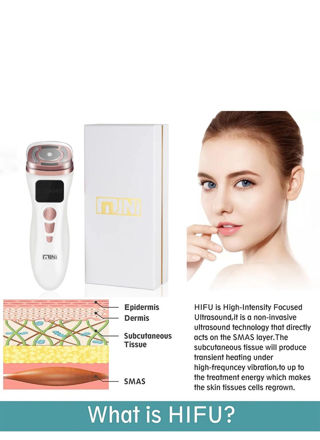 Mini HIFU Ultrasonic Machine EMS Microcurrent Facial Treatment