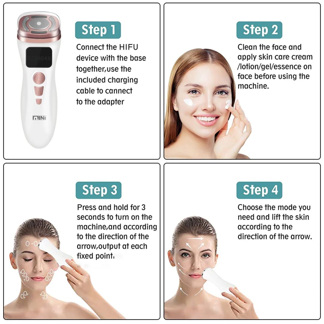 Mini HIFU Ultrasonic Machine EMS Microcurrent Facial Treatment